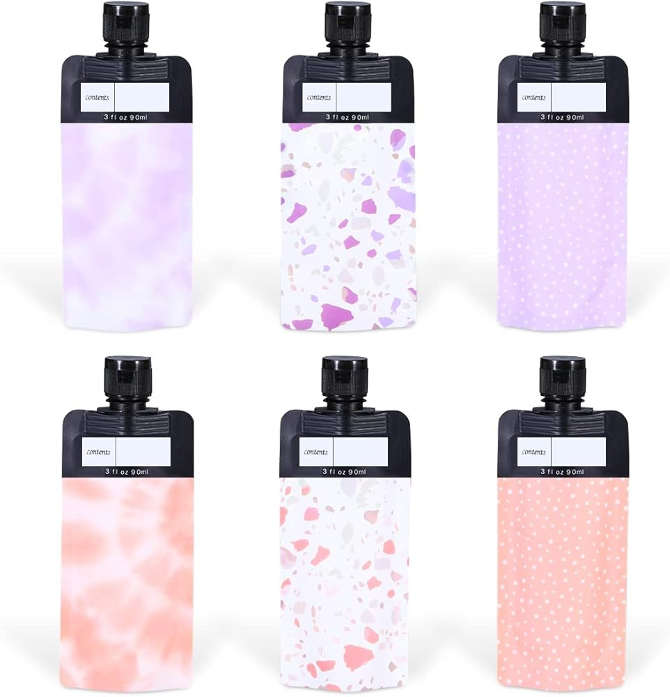 3 oz/6 Pack Leak Proof Empty Squeeze Pouches, Refillable Travel Pouches for Toiletries Portable, ... | Amazon (US)