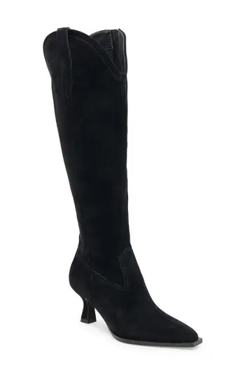 Dolce Vita Ariana Knee High Western Boot in Onyx Suede at Nordstrom Rack, Size 7 | Nordstrom Rack