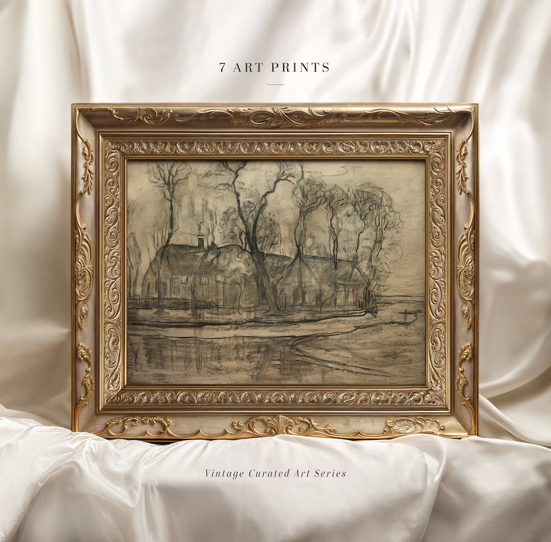 Vintage Sketch Print,dark Moody Art Print,rustic Farmhouse Sketch,charcoal Etching,antique Drawin... | Etsy (US)