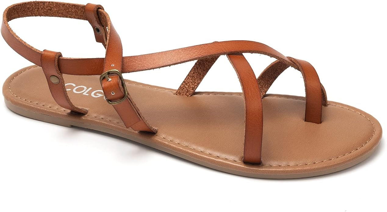Colgo Women's Summer Strappy Flat Sandals, Adjustable Casual Fisherman Sandal with Open Toe Sling... | Amazon (US)