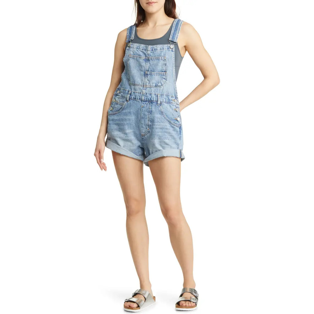 Free People We the Free Ziggy Denim Shortalls in Follow Your Heart at Nordstrom, Size X-Small | Nordstrom