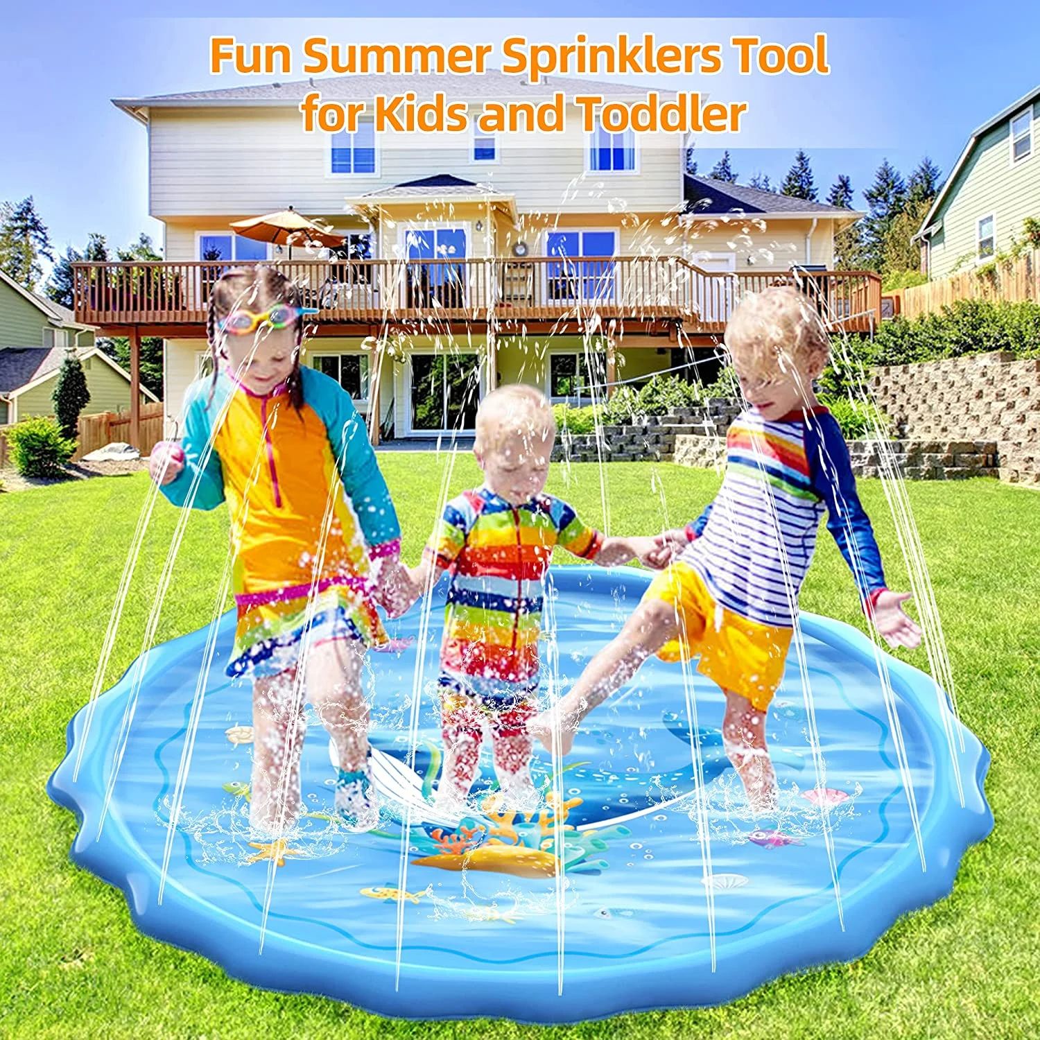 Meromore Splash Pad for Kids 68" Sprinkler Mat for Toddlers Inflatable Baby Pool Outdoor Water Pl... | Walmart (US)