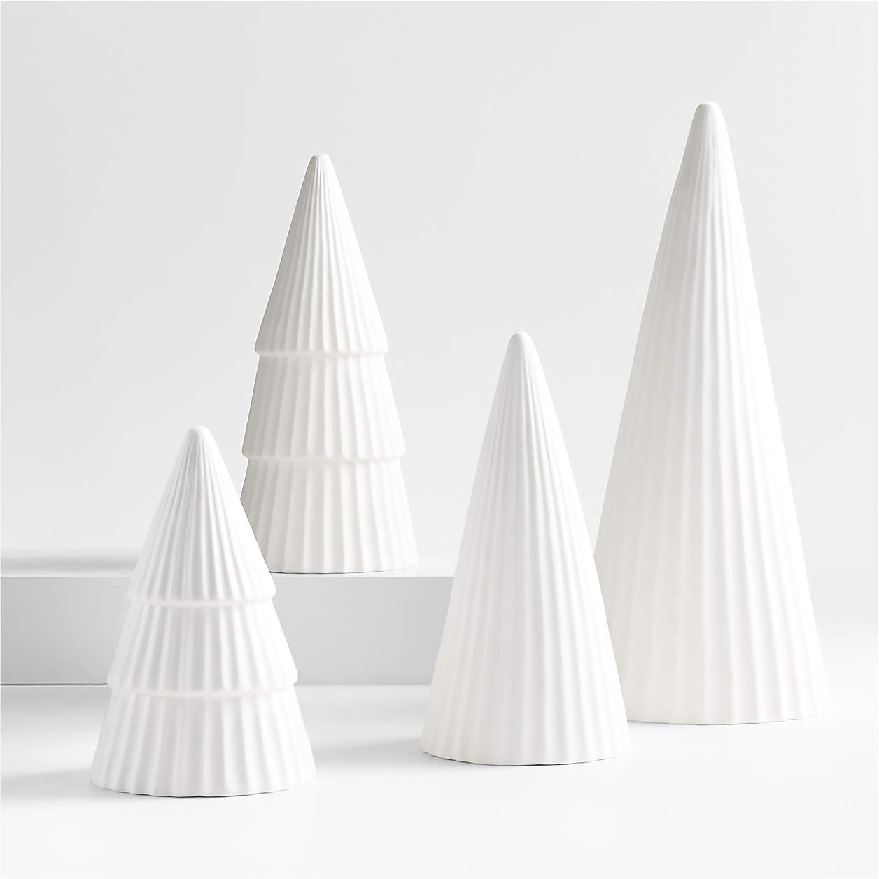 LED Extra-Small White Porcelain Christmas Tree Decorative Object | Crate & Barrel | Crate & Barrel