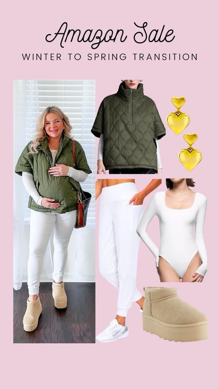 Amazon winter to spring transition outfit on sale now 🥰

Women’s fashion / activewear outfit / fashion sale / sale alert / amazon sale / spring sale / spring outfit / spring fashion / women’s joggers / white pants / spring pants / bodysuit / casual fashion / everyday outfit / mom on the go / affordable fashion / mom spring outfit / half zip sweater / spring sweater / under $50 / spring styles / cute vest / cute outfit idea / running errands / gold earrings / heart earrings  

#LTKsalealert #LTKfindsunder50 #LTKstyletip