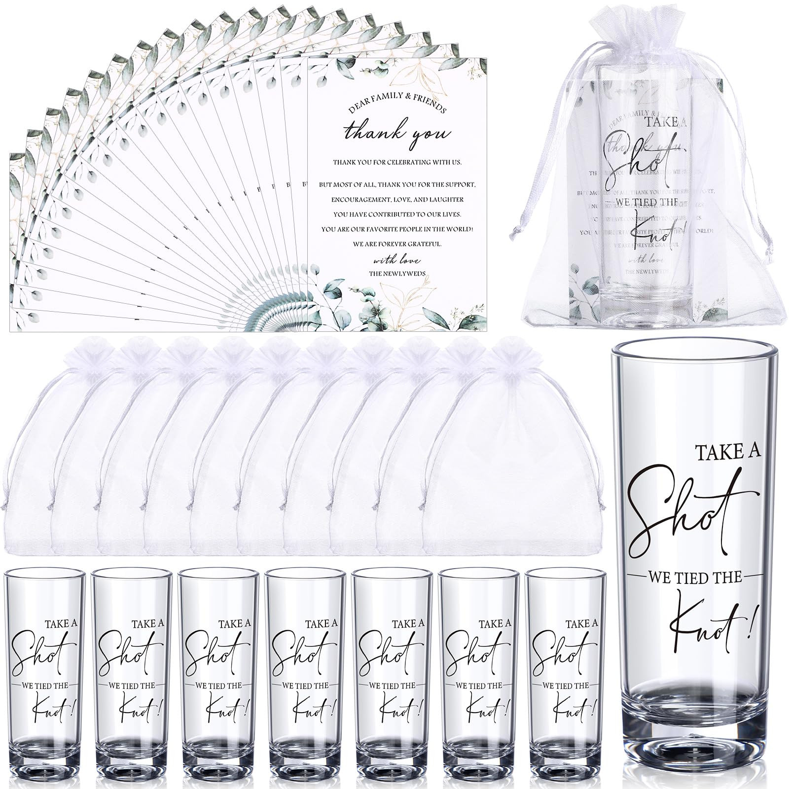 Sliner 50 Set Wedding Favors for Guests Bulk 2oz Acrylic Take a Shot We Tied the Knot Shot Glasse... | Amazon (US)