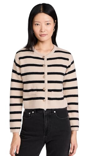 Line & Dot Women's Benni Stripe Cardigan, Tan and Black, S | Amazon (US)