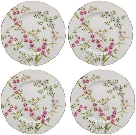 Amazon.com | Gracie China by Coastline Imports Pink Lily Porcelain 8-Inch Salad Plate Set of 4, P... | Amazon (US)