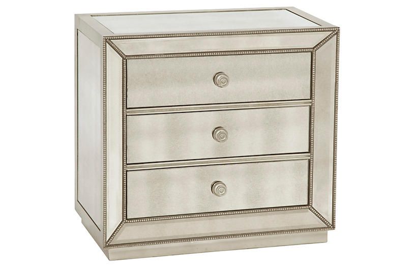 Christina Mirrored Nightstand, Antiqued Silver | One Kings Lane