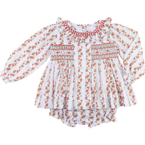Holiday Rosebud Smocked Diaper Set | Cecil and Lou