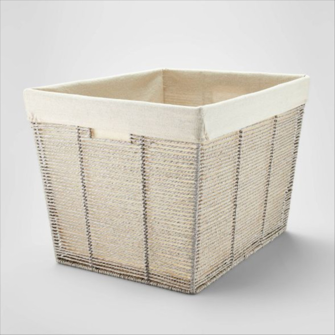 Large Woven Rectangular Storage Basket Gray/white - Brightroom