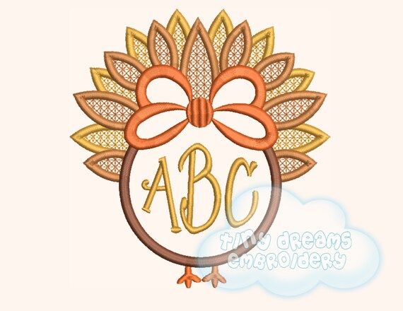 Thanksgiving Turkey Monogram With Bow monogram Not Included - Etsy | Etsy (US)
