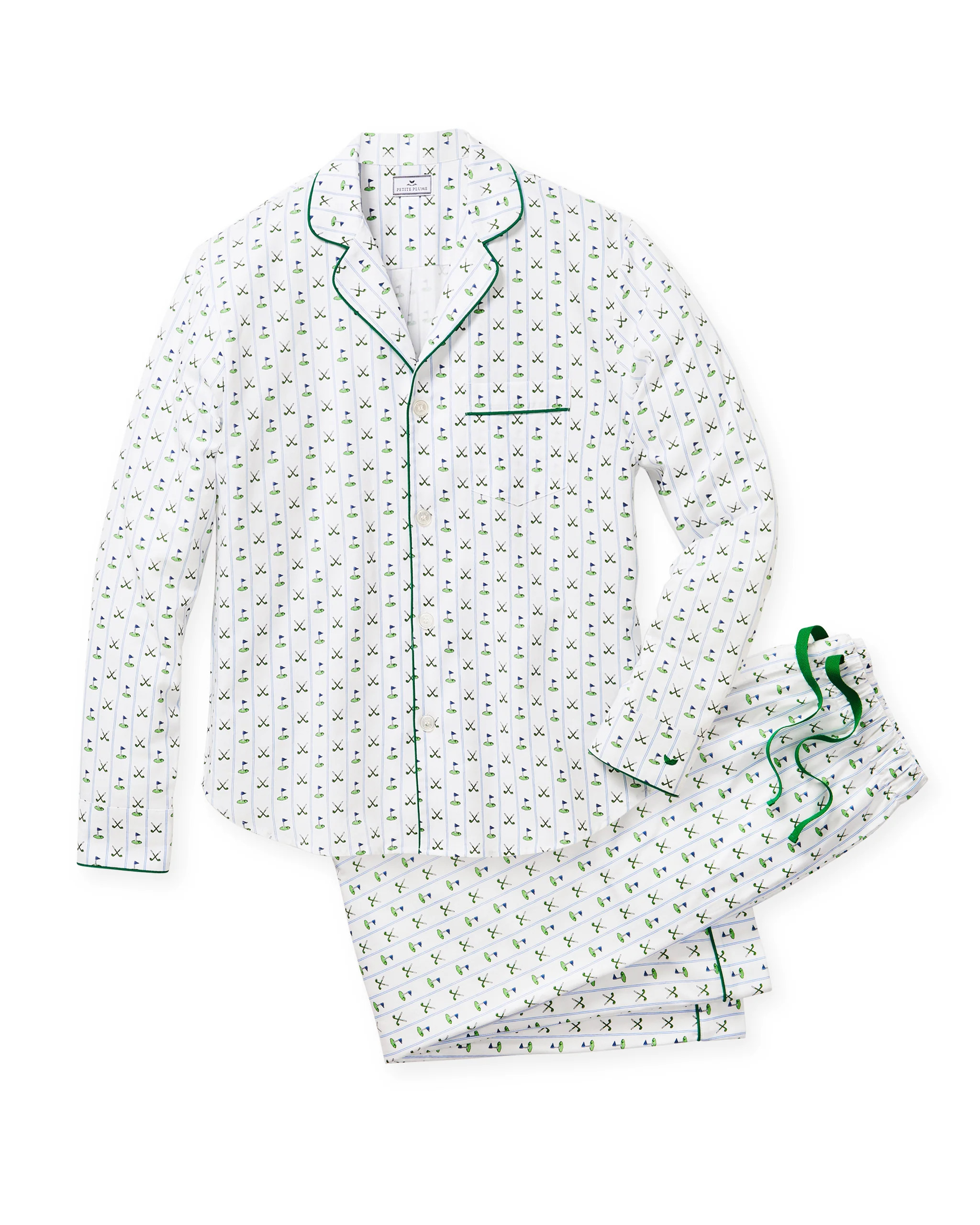 Men's Twill Pajama Set in Fairway Stripe | Petite Plume