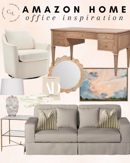 Amazon office inspo 👏🏼 mixing textures is a beautiful way to upgrade your space! 

Neutral home decor, office decor, office inspiration, sofa, accent pillow. Throw pillow, coffee table book, coffee table decor, bookcase decor, end table, side table, lamp, woven mirror, landscape art, wall decor, desk, accent chair,swivel chair, marble tray, Modern home decor, traditional home decor, budget friendly home decor, Interior design, look for less, designer inspired, Amazon, Amazon home, Amazon must haves, Amazon finds, amazon favorites, Amazon home decor #amazon #amazonhome



#LTKfindsunder100 #LTKstyletip #LTKhome