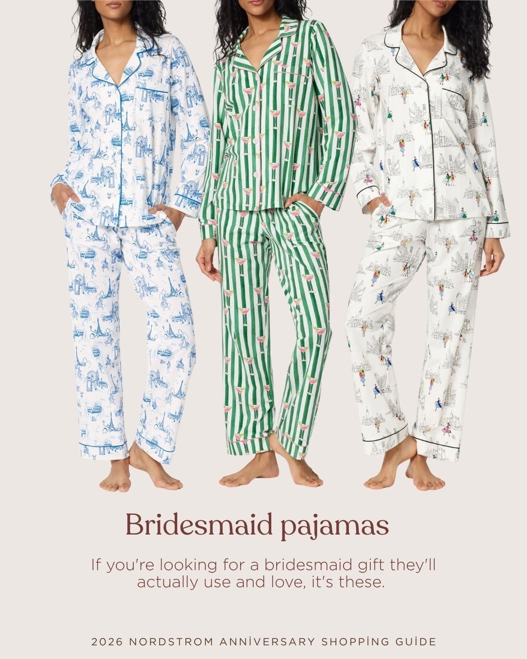 Need a bridesmaid gift they will actually use and love? These pjs are so comfy and love these fun prints! Part of the Nordstrom Anniversary Sale.

#LTKWedding #LTKSaleAlert