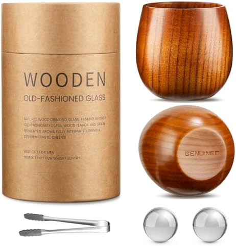 GENUINED Father s Day Gifts for Men, Dad, Husband | The Original Wooden Whiskey Glasses Set of 2 ... | Amazon (US)