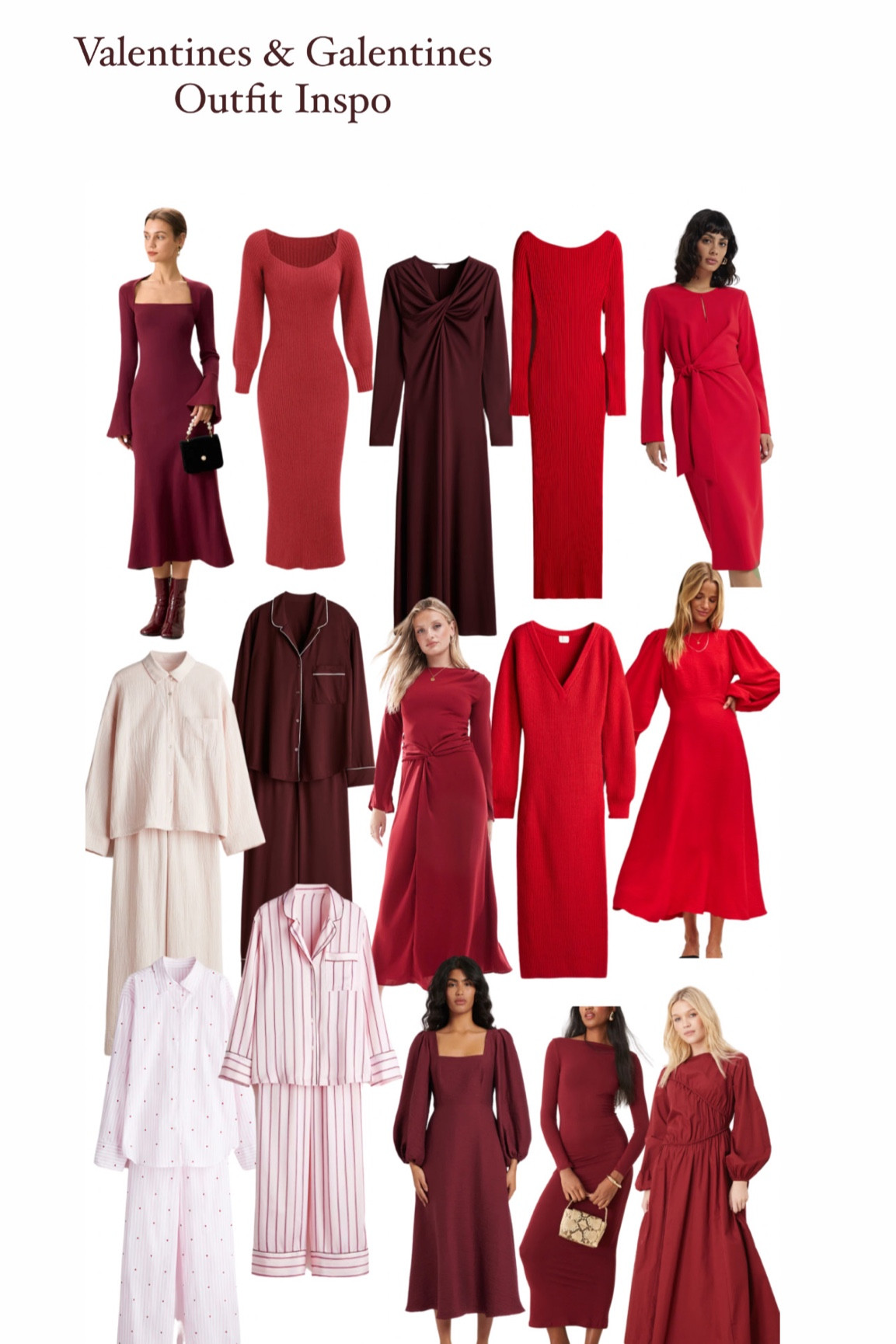 valentines, galentines, dresses, maxi dresses, midi dresses, red, pink, burgundy, modest, dinner dresses, evening dresses, pyjamas, burgundy satin pyjamas, pink stripy pyjamas, baby pink muslin pyjamas, love heart pyjamas 

#LTKstyletip #LTKfindsunder50 #LTKSeasonal