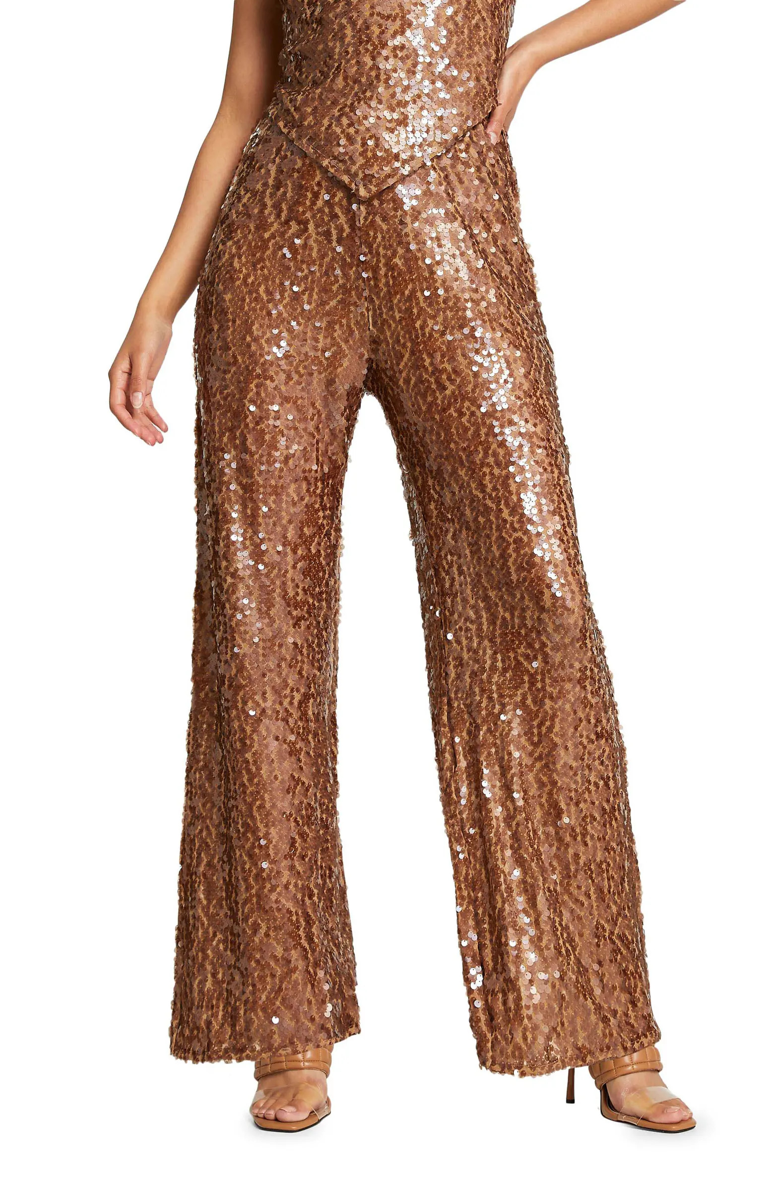 River Island Sequin Wide Leg Trousers | Nordstrom | Nordstrom