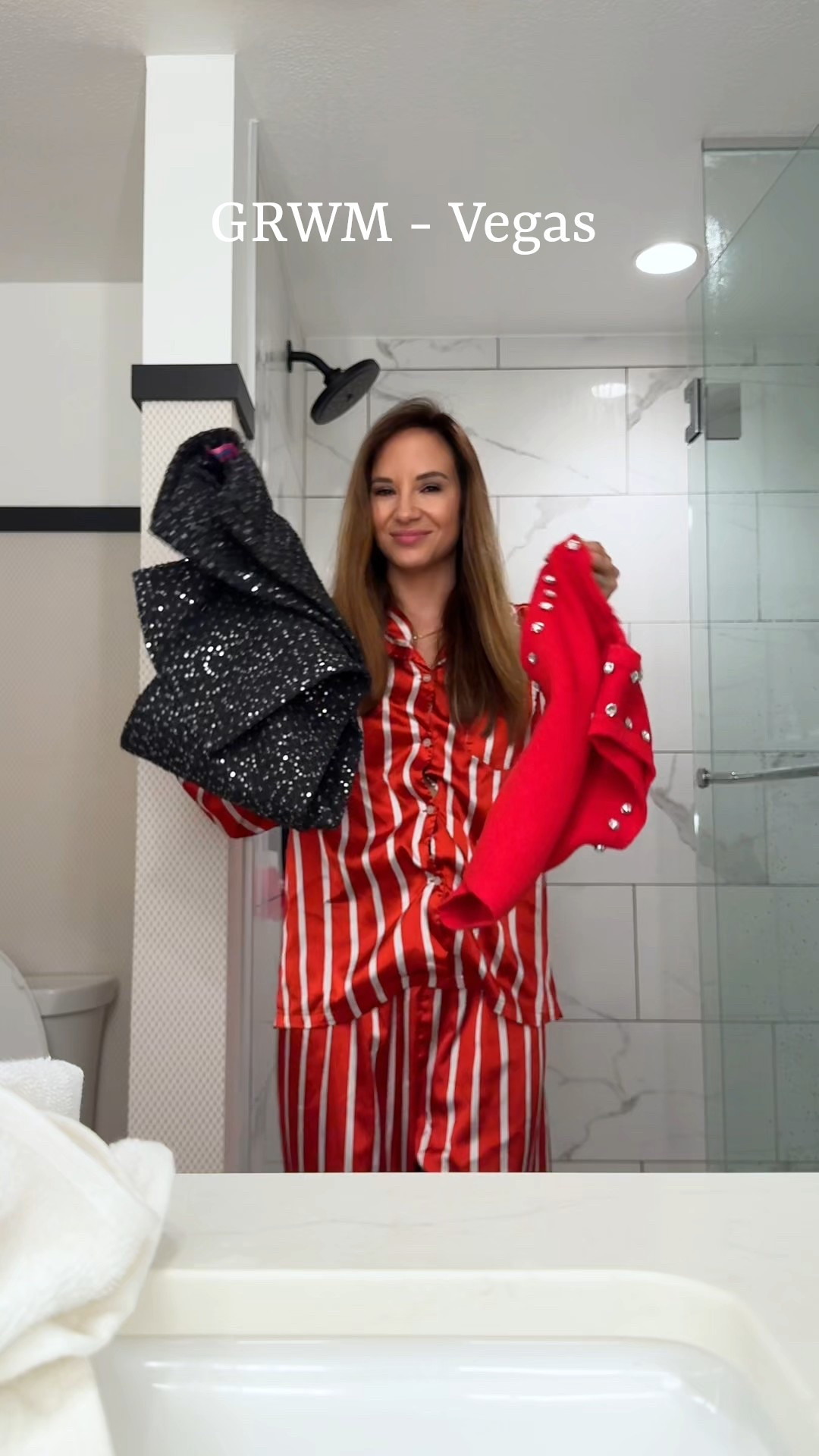 Get ready with me for a night out in Begas! Wearing a red rhinestone tank and black sequin pants 

#LTKWatchNow #LTKStyleTip #LTKFestival