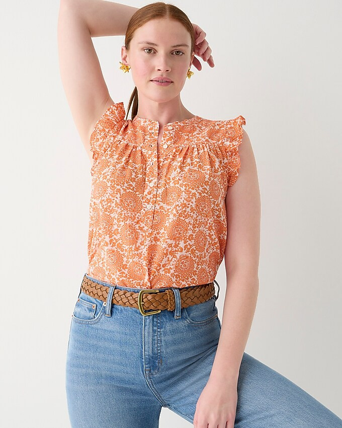 Sleeveless ruffle-trim top in floral bouquet | J. Crew US