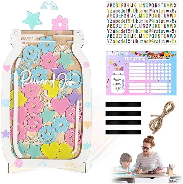 Personalized Magnetic Reward Jar for Kids, Star Jar Reward System with Colorful Letter Stickers, ... | Amazon (US)