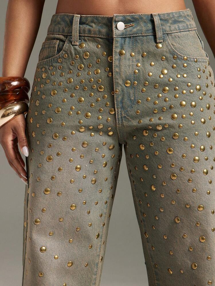 Denimoi Women's Casual Everyday Wear Jeans With Pockets And Button Embellishments | SHEIN