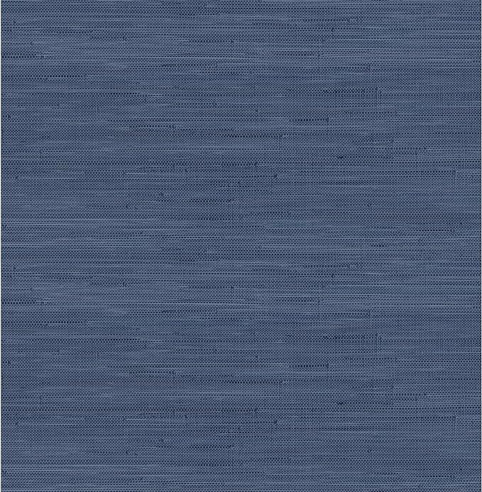 Classic Faux Grasscloth Peel and Stick Wallpaper, Navy Blue | Amazon (US)
