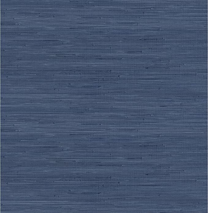Classic Faux Grasscloth Peel and Stick Wallpaper, Navy Blue | Amazon (US)