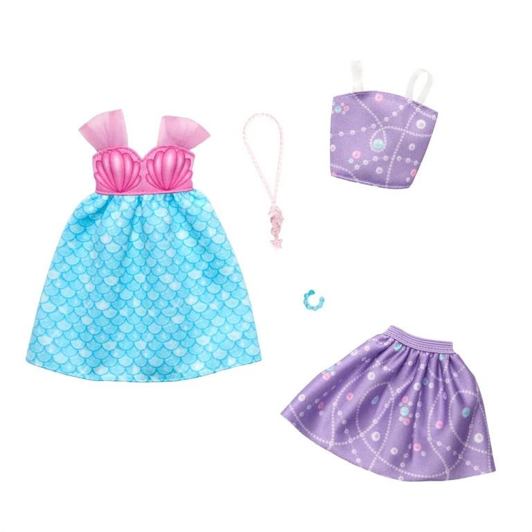 Barbie Doll Clothing, Mermaid Fashion and Accessory Pack with Dress, Top & Skirt (2 Outfits) | Walmart (US)