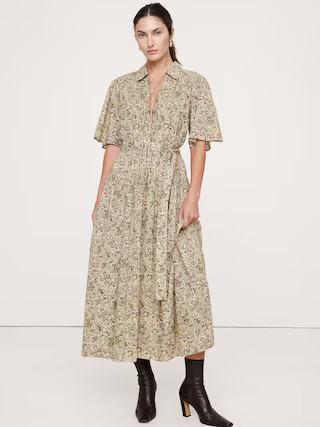 Cotton Tie-Front Shirt Dress | Banana Republic (US)