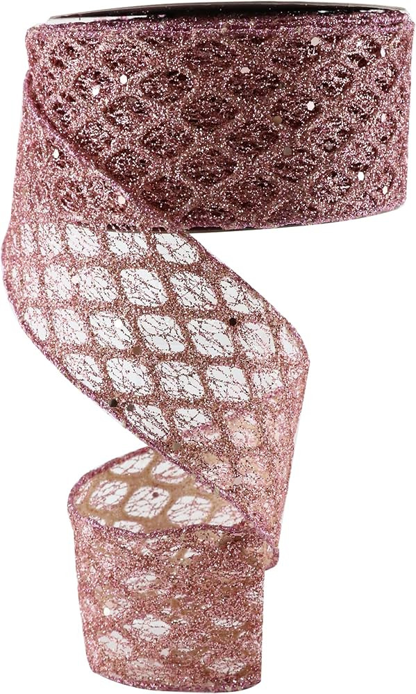 MAYREEL Rose Gold Wired Ribbon 2.5 Inch x 10 Yards Glitter Wired Ribbon Rose Gold Christmas Decor... | Amazon (US)