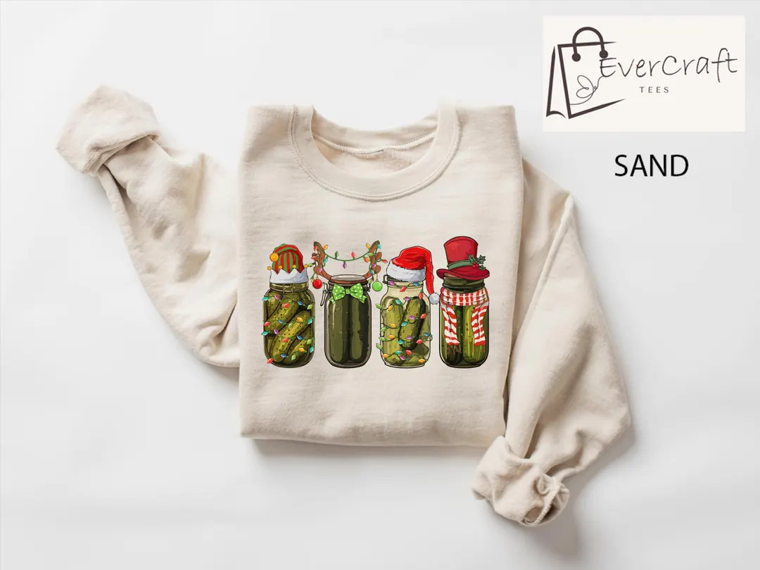 Christmas Pickle Sweatshirt, Funny Christmas Pickle Shirt, Retro Canned Pickles Shirt, Pickle Lov... | Etsy (US)