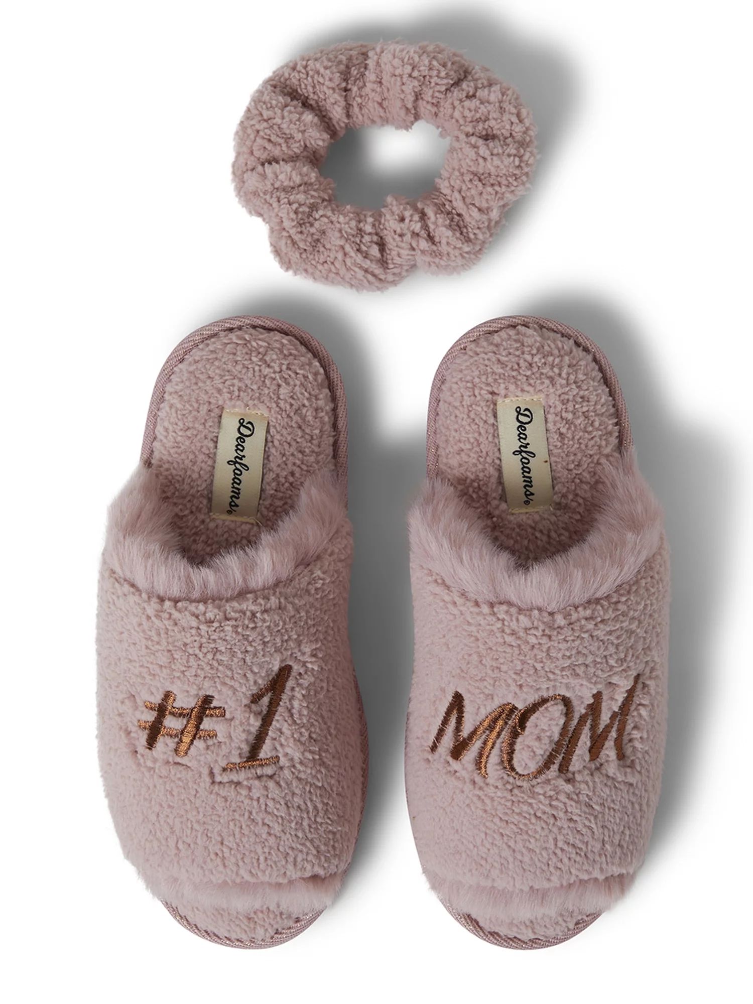 Dearfoams Women's Mother's Day Slide with Extended Vamp and Scrunchie Slippers | Walmart (US)