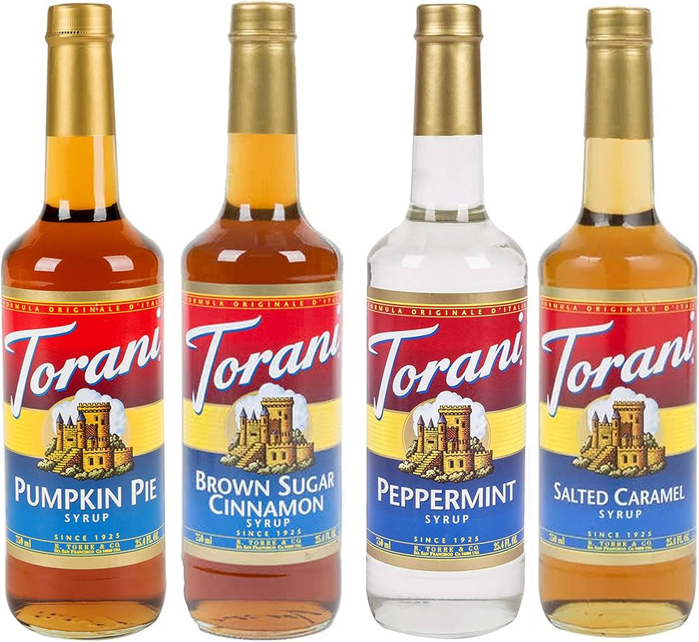 Torani Fall Winter Syrup 4 Pack, Pumpkin Pie, Peppermint, Salted Caramel & Brown Sugar Cimmanon | Amazon (US)