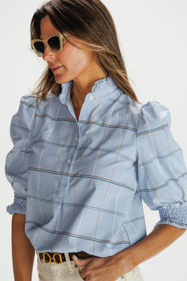 Percy Popover in Sky Blue Windowpane | Duffield Lane