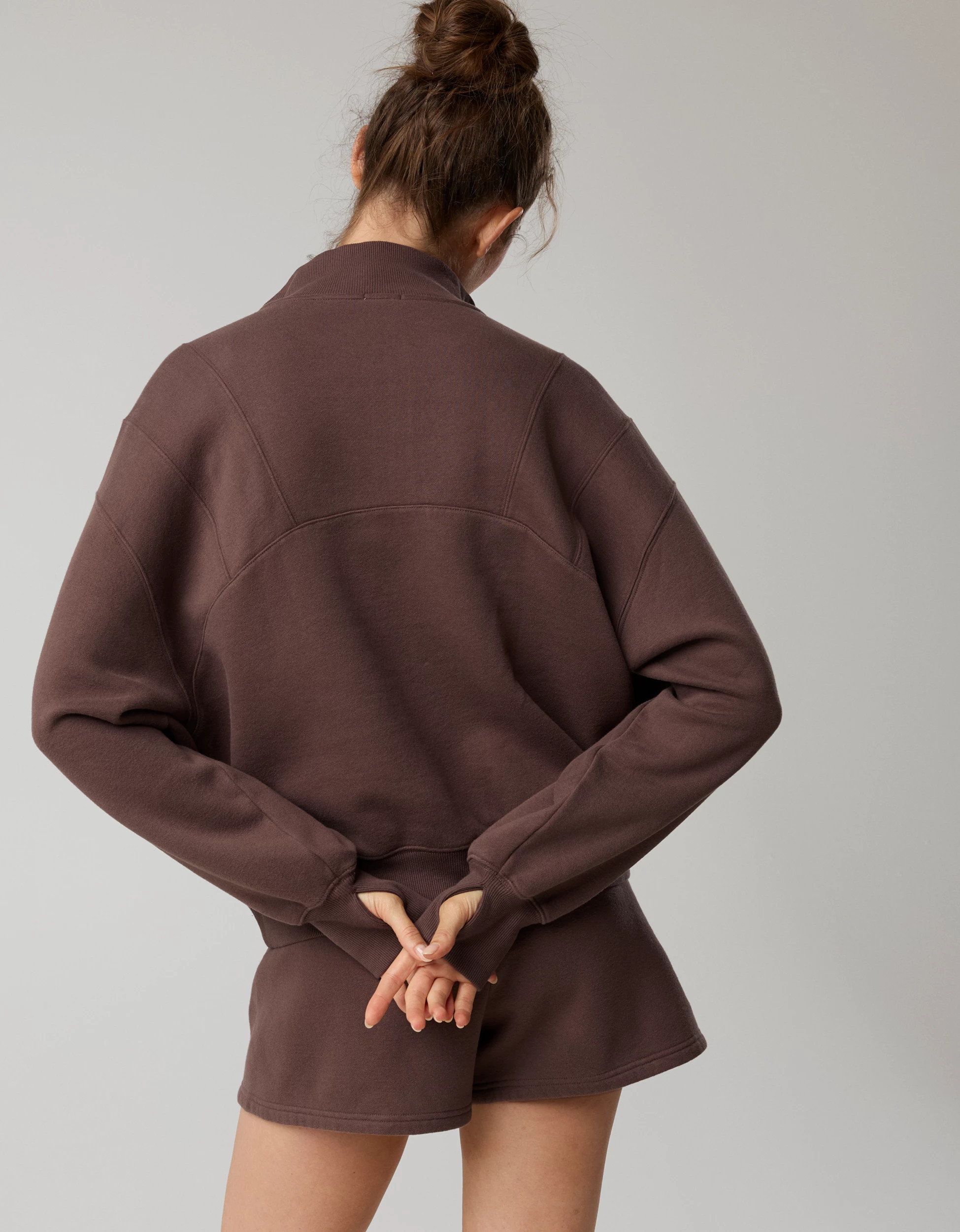 OFFLINE By Aerie Cloud Fleece Seamed Quarter Zip Sweatshirt | Aerie