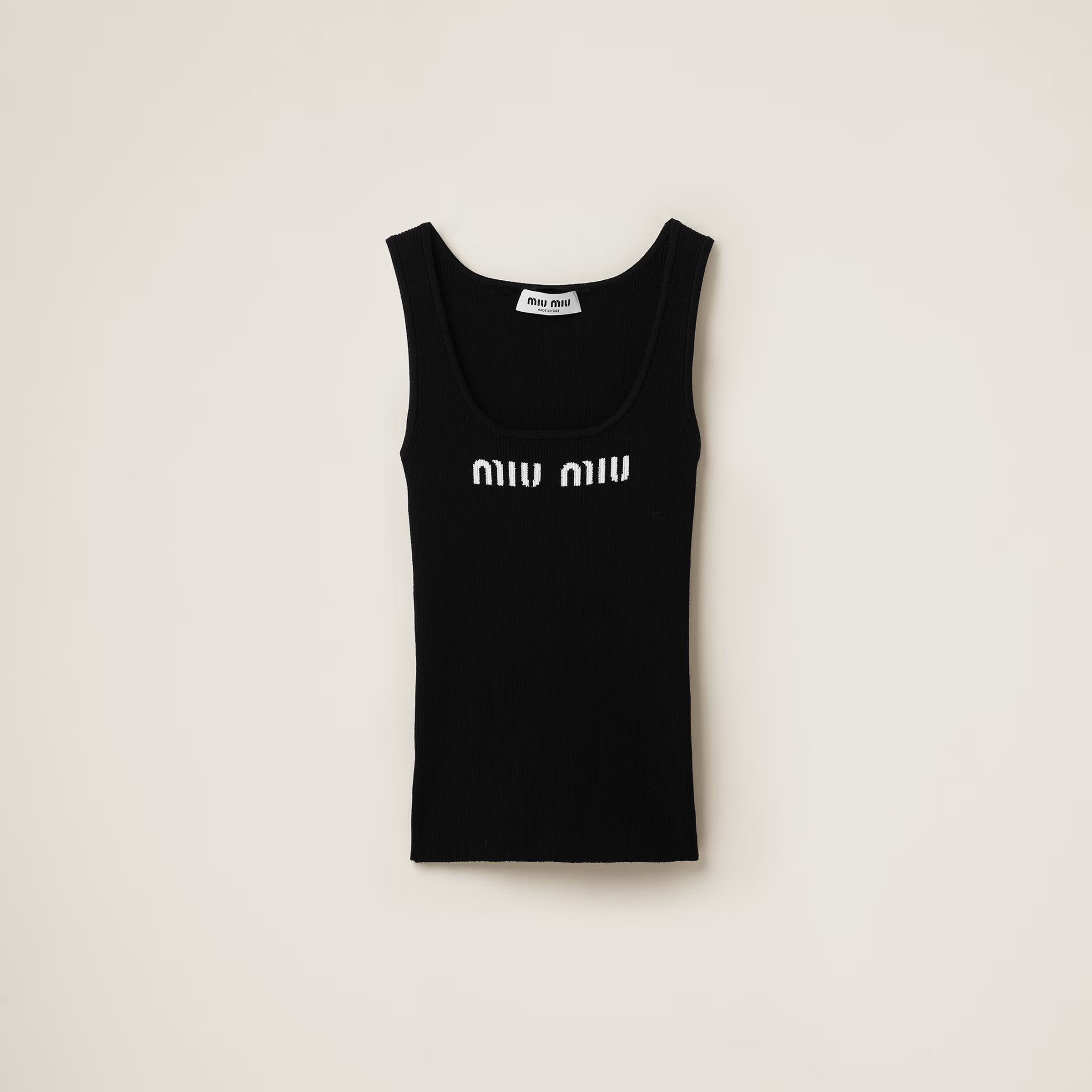 Black Viscose Tank Top | Miu Miu | Miu Miu US