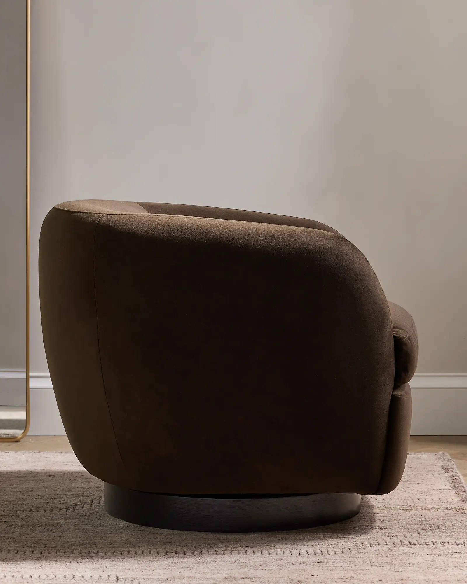 Performance Velvet Swivel Chair in Performance Velvet Java | Quince
