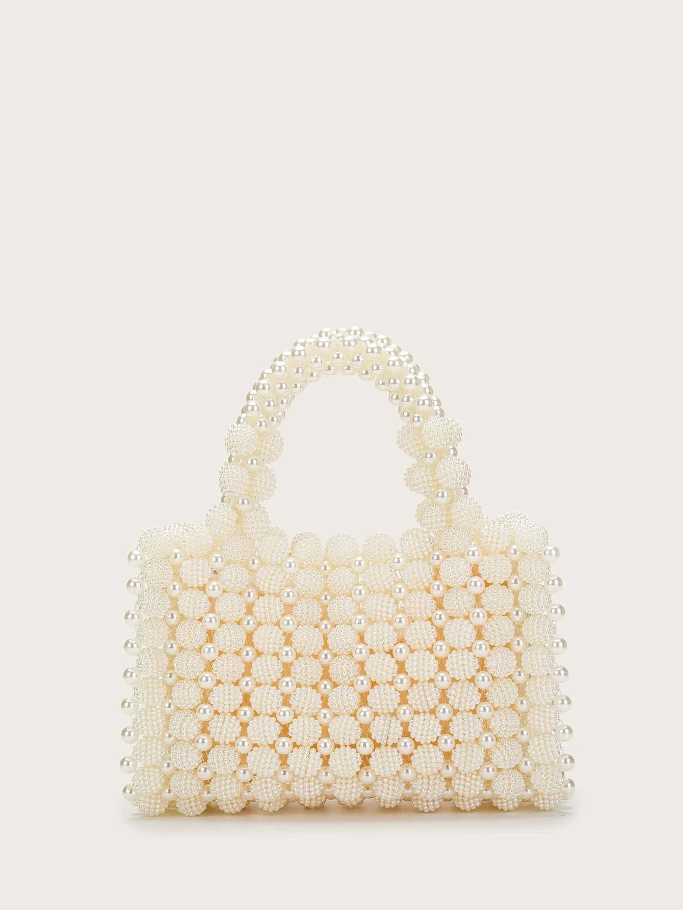 Faux Pearl Beaded Satchel Bag | SHEIN