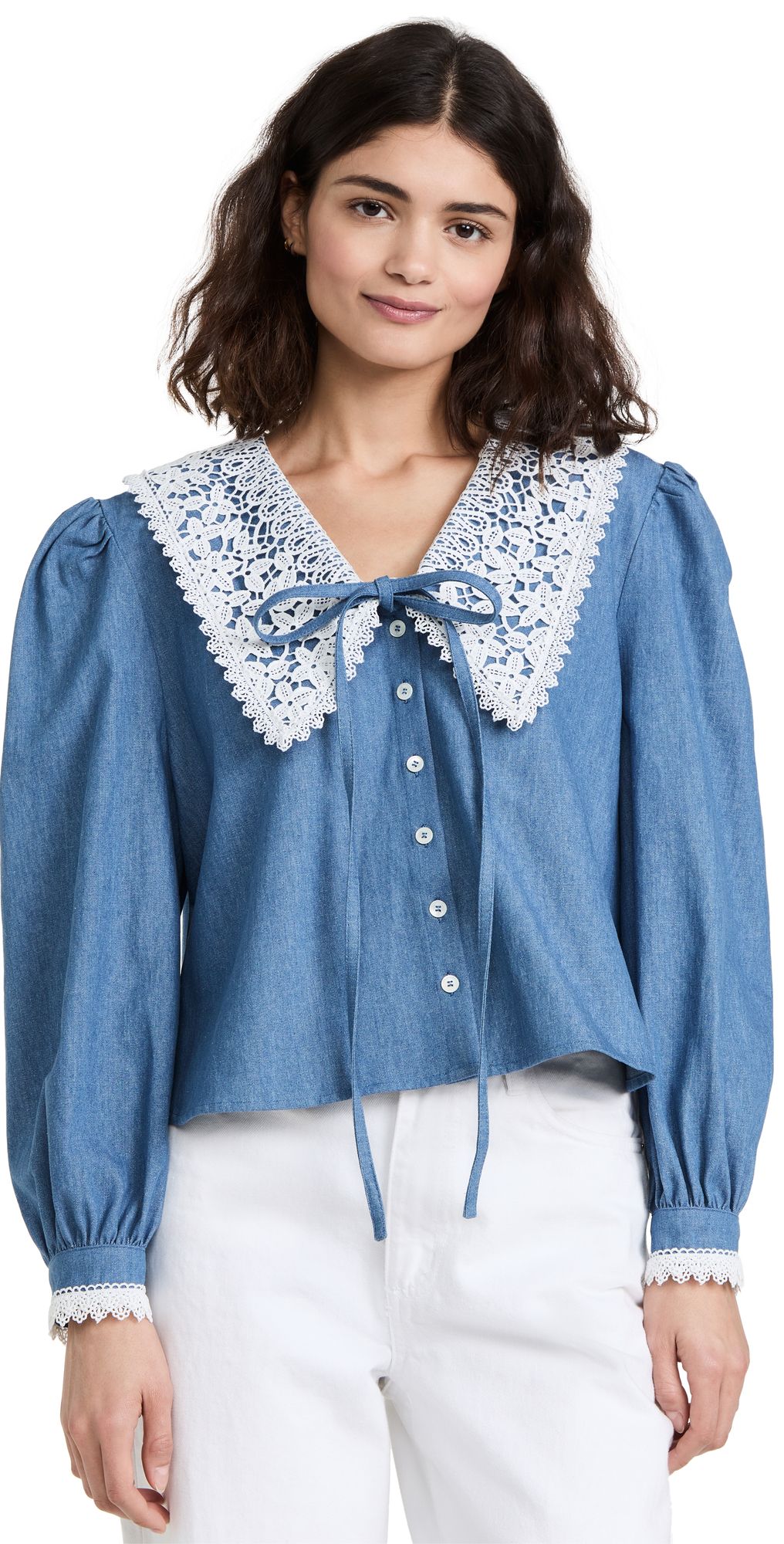Shirt with Lace Collar | Shopbop