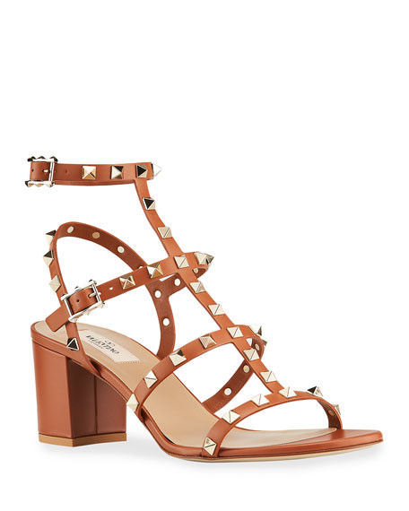 Valentino Garavani Rockstud Smooth Calf City Sandals | Neiman Marcus