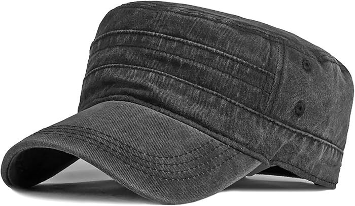 XYIYI Retro Washed Military Caps Cotton Cadet Army Caps Vintage Flat Top Cap | Amazon (US)