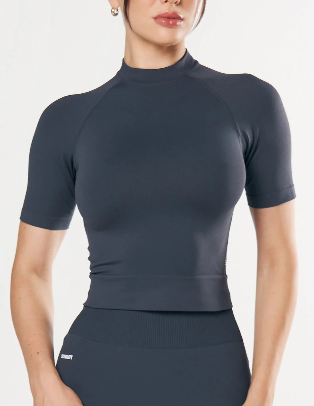 Seamless High Neck Tee - Blueberry | SECONDLEFT