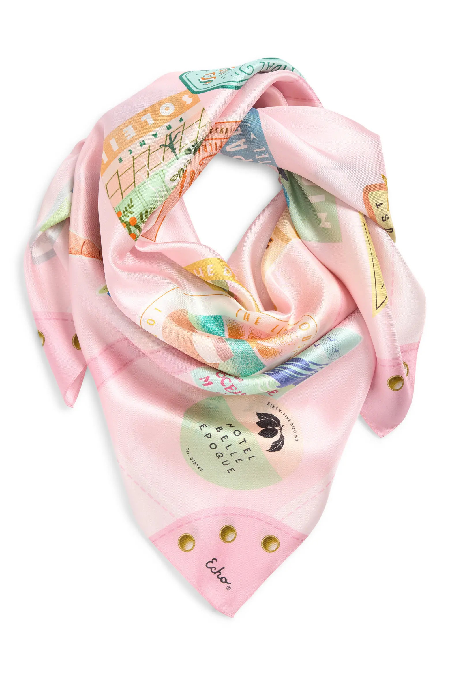 Travel Stickers Silk Square Scarf (Women) | Nordstrom | Nordstrom