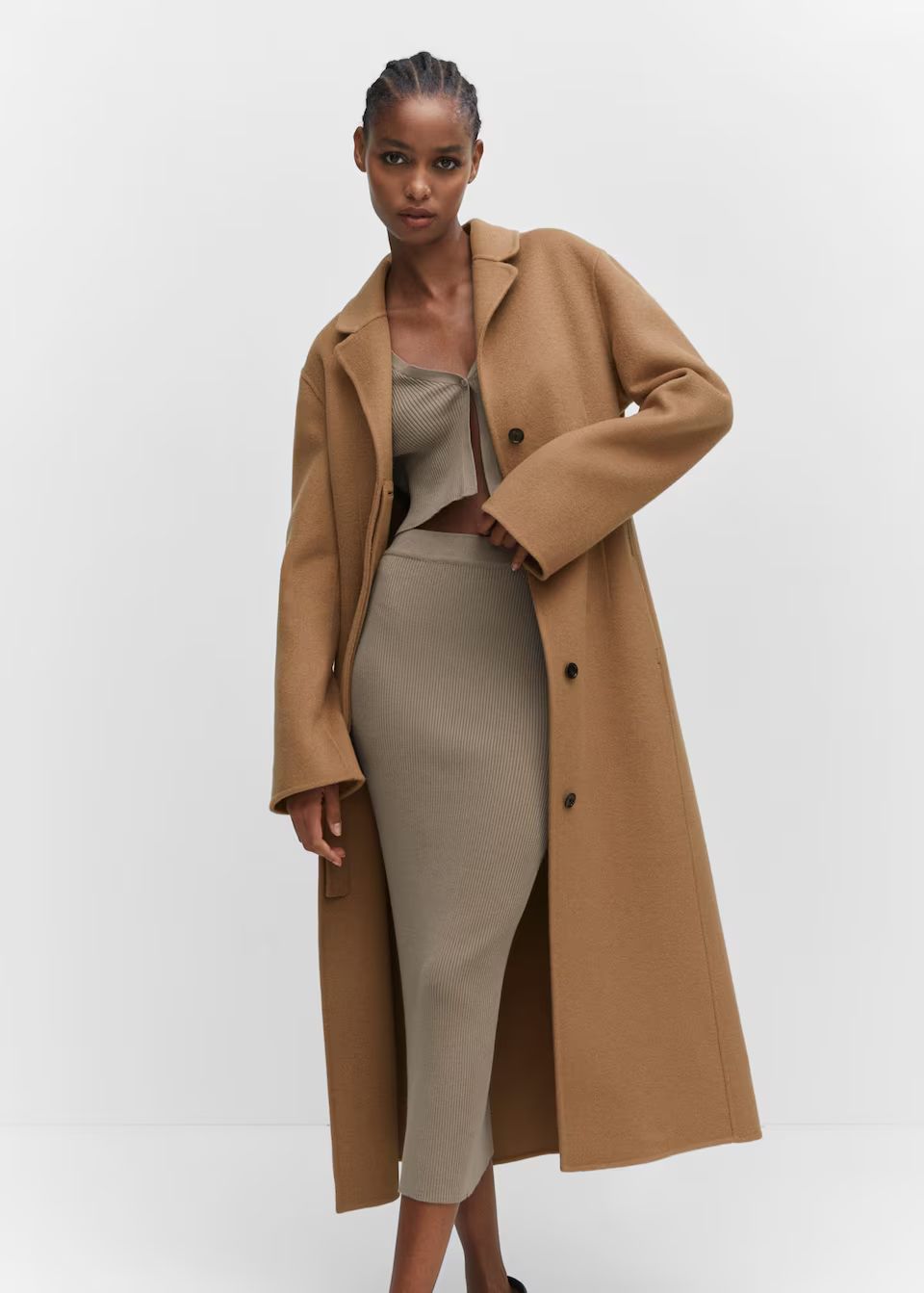 Wool coat with handmade belt -  Woman | Mango Canada | Mango Canada