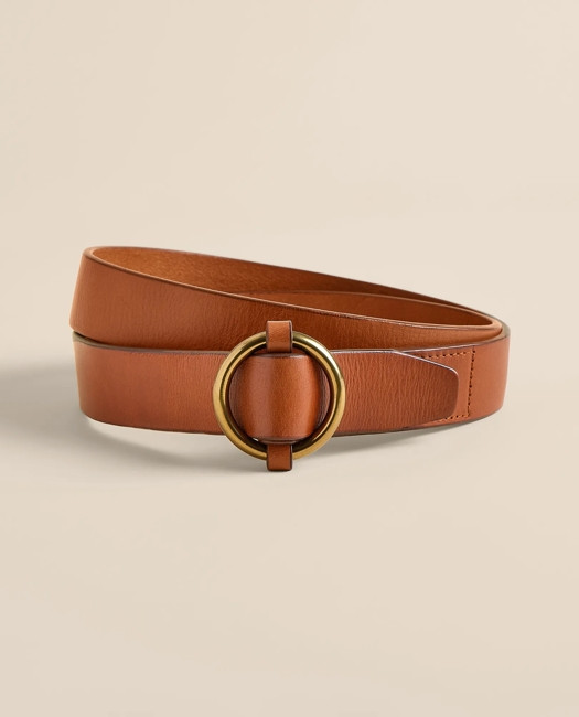 Brooks Brothers Men's Leather Round Buckle Belt | Cognac | Size Small | Brooks Brothers