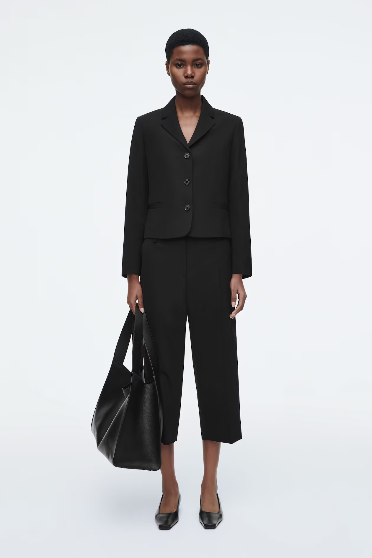 WOOL-BLEND CAPRI TROUSERS - BLACK | COS UK