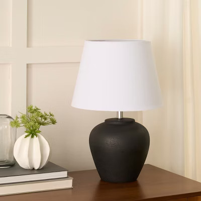 Nourison 20" Black Ceramic Pot Table Lamp | Target