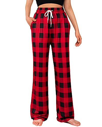 Alimens & Gentle Womens Pajama Pants Plaid Comfy Plus Size Lounge Pants Drawstring Sleep Bottoms with Pockets | Amazon (US)