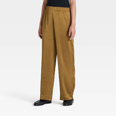 Women's Crinkled Satin Pull-On Pants - A New Day™ | Target