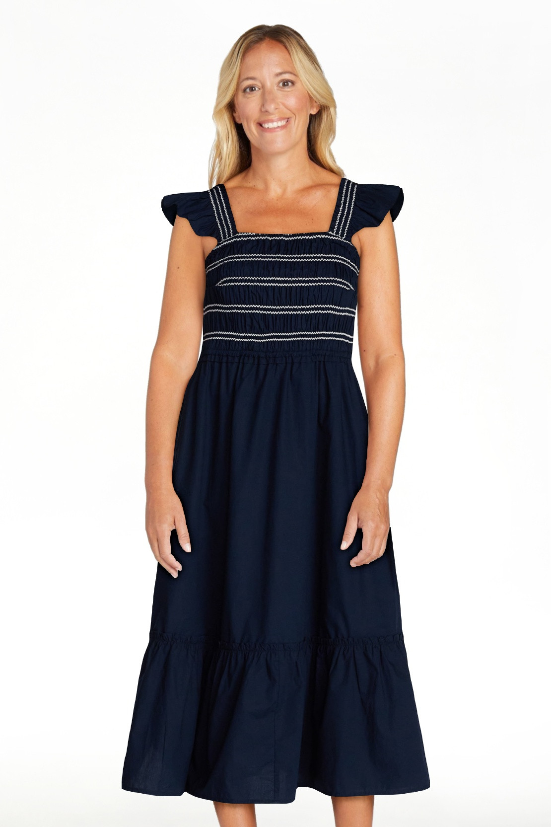 Time and Tru Women's and Women's Plus Sleeveless Smocked Cotton Midi Dress, Sizes XS-4X | Walmart (US)